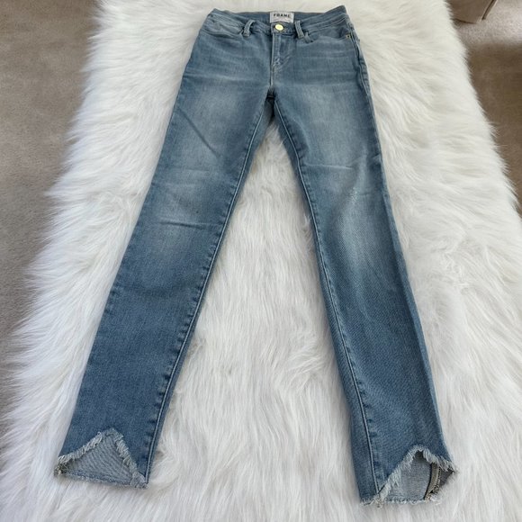 Frame Jeans Le High Triangle Skinny High Waist Raw Edge Boho Size 24 #LHSKTR801 - Picture 5 of 13